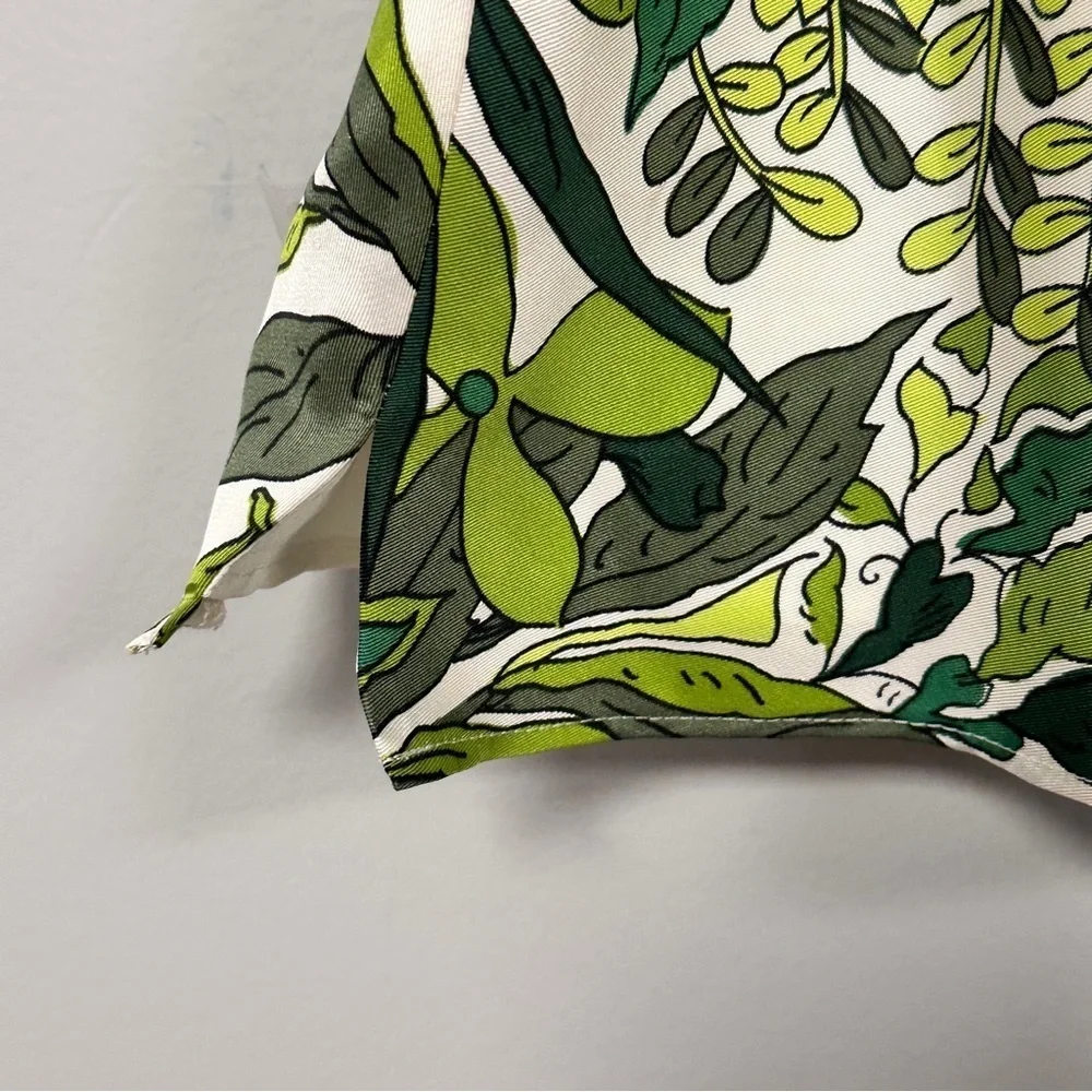 J Crew  Silk Slip Top Spaghetti Strap, Green & White Tropical Forest, Lined, 10